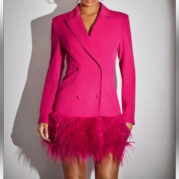 Hot Pink Womens
Double Breasted Fuzzy Hem
Blazer Dress different size available - Picture 5 of 5